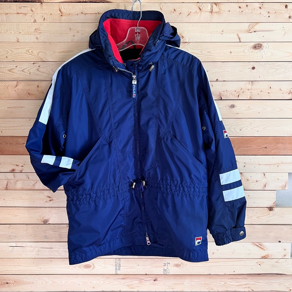 FILA Vintage Women’s Blue Hoody Zipper Puffy Ski Jacket size 8